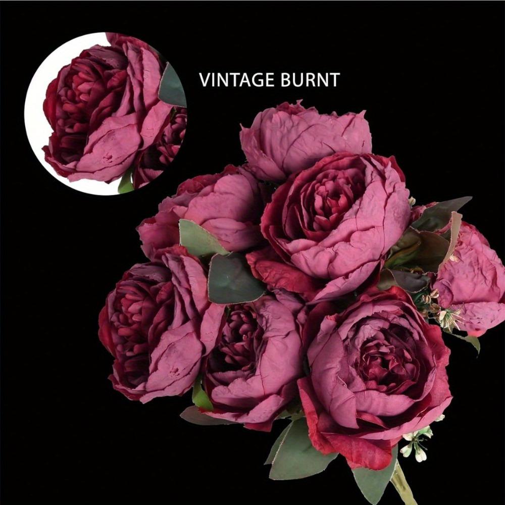3 Bundles Silk PeoniesVintage Peonies Artificial Flowers Bouquets Fake Peonies Faux Peonies with Stems for Wedding Table Home Decor Bride