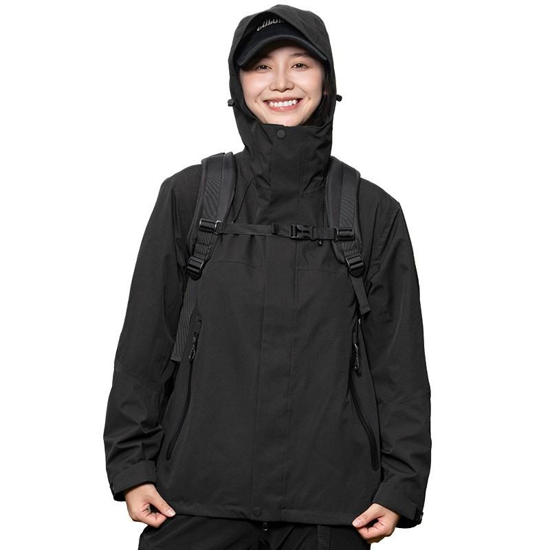 Men Women 3-in-1 Removable Hoodless Waterproof Windproof Hiking Jacket With Fleece Liner Outdoor Trekking Camping Cycling