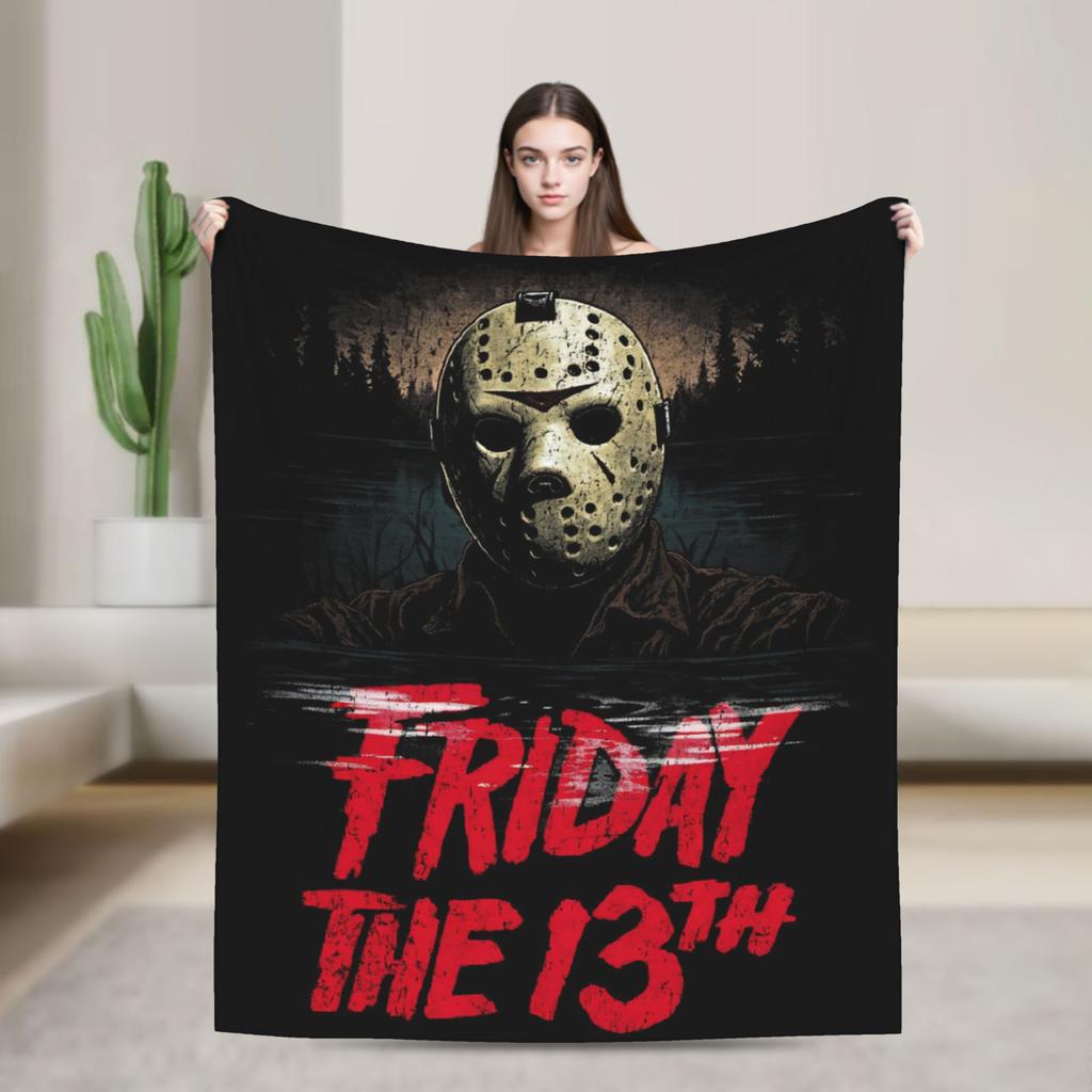 Пятница 13-е Джейсон Вурхиз Плед Пикник Фланель Постельное белье Пледы Для улицы Теплый На заказ Своими руками Качество Покрывало Подарок
