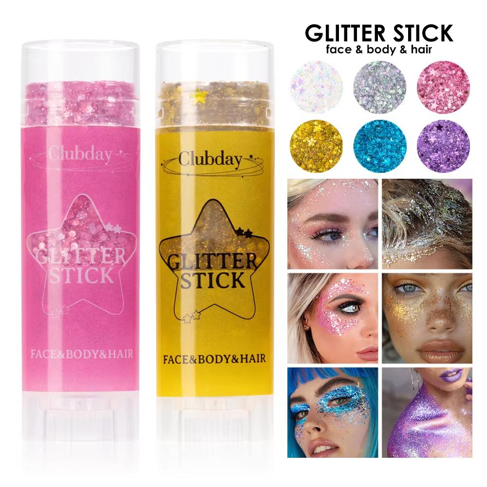 6 Color Sequins Glitter Gel Stick White Silver Pink Eyeshadow Face Body Painting Brighten Stage Makeup Flash Loose Sequins Cream