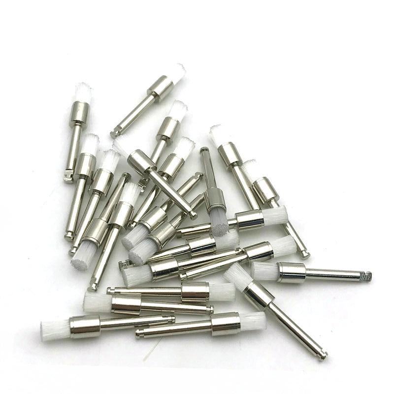 100 шт./кор. щетка для полировки зубов, белая нейлоновая защелка, щетки для полировки, плоский тип, стоматологический инструмент, лабораторный материал, инструмент для отбеливания зубов