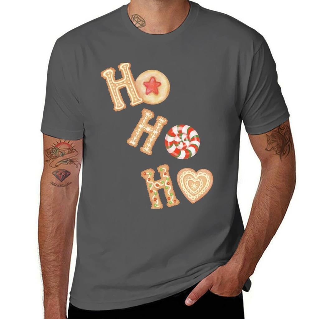Hohoho Christmas Cookies Tshirt Sports Casual Short Sleeve Cotton Tee
