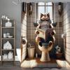 The Cat Who Reads the Newspaper Shower Curtain, Bathroom Decorative Shower Curtain, Waterproof Shower Curtain with Hooks