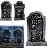 Хэллоуинская фигурка надгробия Миниатюрная фигурка, Мини-статуэтка скелета RIP на надгробии, Скульптура из смолы для кладбищенского украшения на вечеринку Страшная