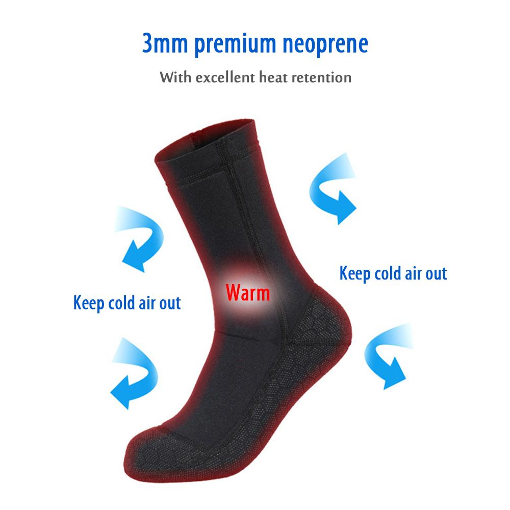 3MM Neoprene Wetsuit Socks Warm Scuba Diving Socks Winter Beach Booties Shoes Anti-Slip Surfing Swimming Rafting Snorkeling Sailing