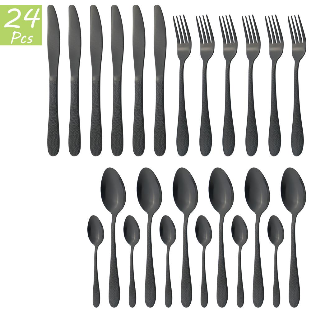 6People Gold Cutlery Set Knife Fork Tea Spoon Tableware High Quality Stainless Steel Dinnerware Home Kitchen Flatware Silverware