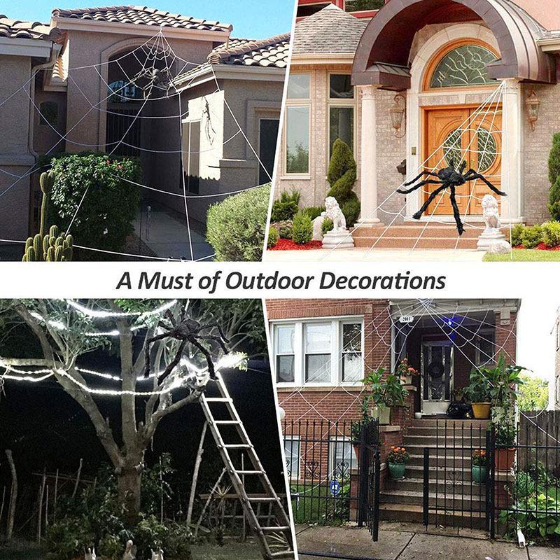 Halloween Decorations Triangle Spider Web 5/7m Large Plush Simulation Spider Web Haunted Home Outdoor Yard Decoration Props