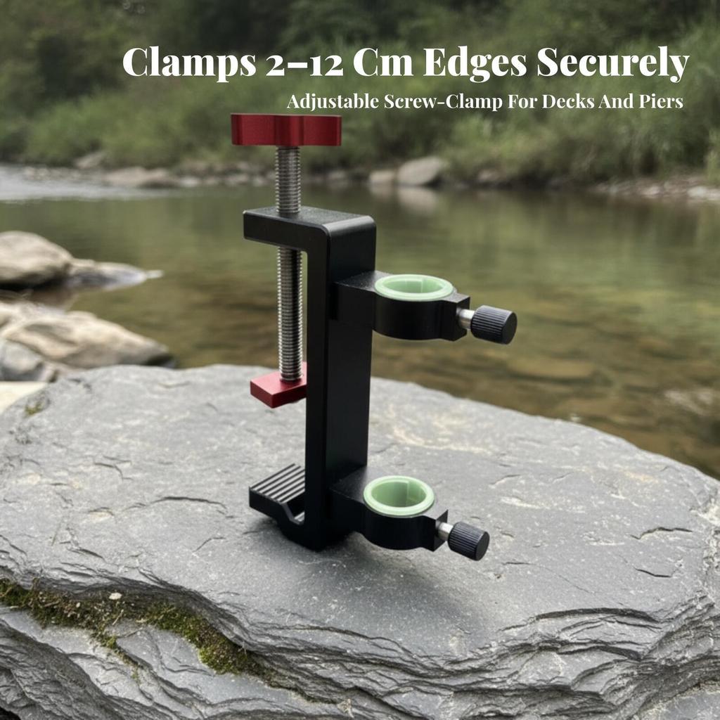 Heavy Duty Fishing Rod Holder Clamp for Deck Edge Degree Adjustable Aluminum