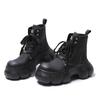 Fashion New Leather Platform Ankle Boots Women Lace-Up Chunky Heels Motorcycle Botas Mujer Thick Bottom Autumn Boots Woman