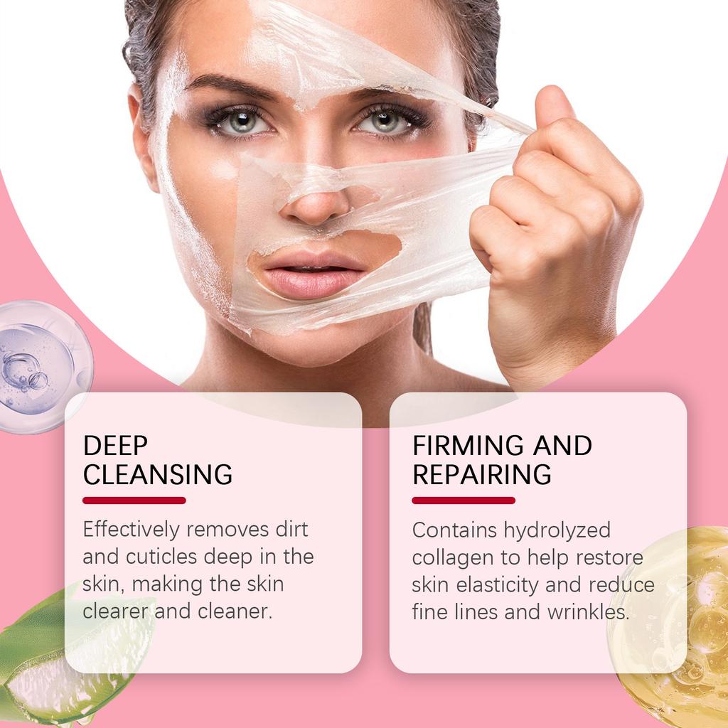 Ouhoe Collagen Peel Off Mask with Application Brush Anti Wrinkle Firming Hydrating Easy Peel All Skin Types Non Irritating Clean