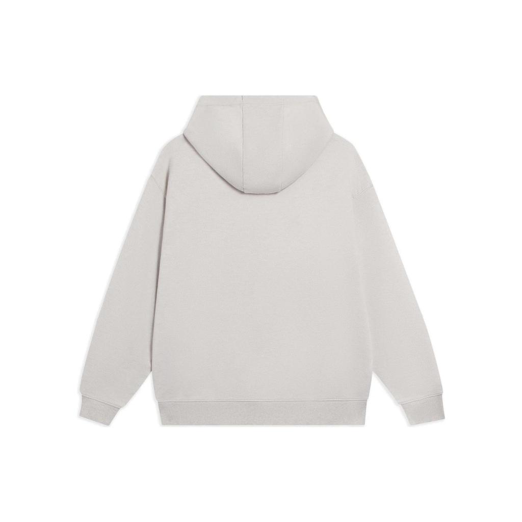 Li-Ning Vital Series Logo Embroidered Cotton Hoodie Unisex Tops Gray AWDSC97-2