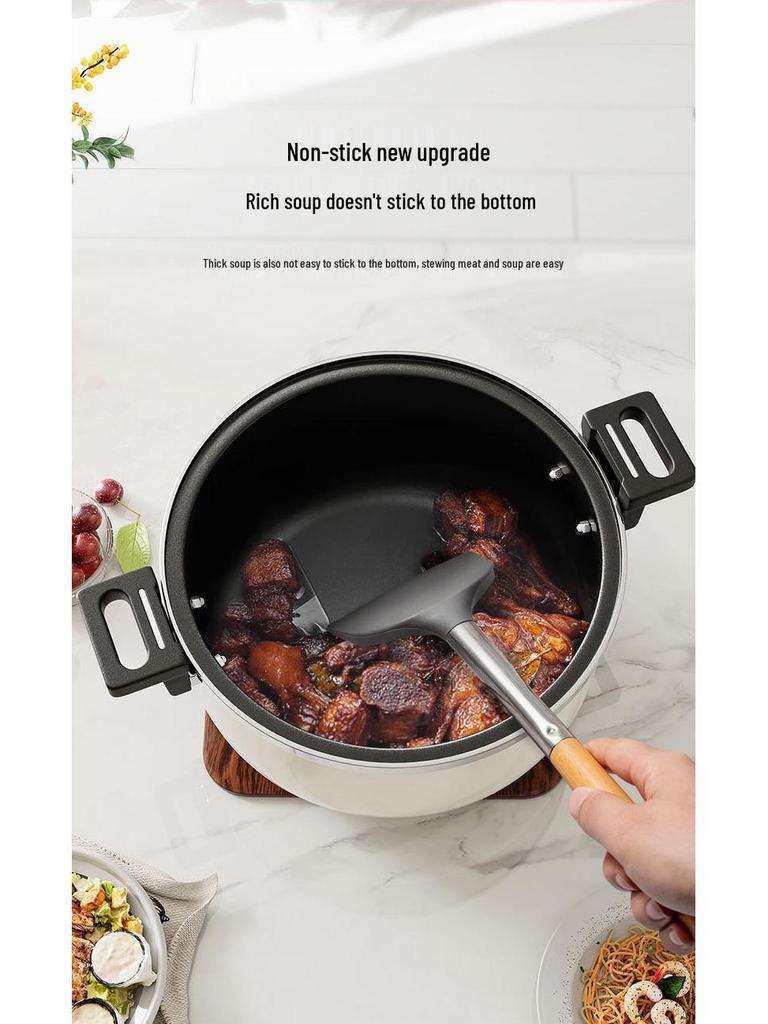 Устойчивая к давлению кастрюля с антипригарным покрытием для газовых и индукционных плит, безопасная и взрывозащищенная, идеально подходит для супов и рагу.