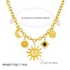 Stainless Steel Creative Spiral Sun Element Moon Star Pendant Necklace Women Hyperbole Clavicle Chain Party Gifts