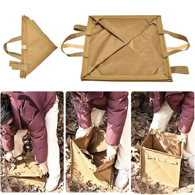 Trash Storage Basket with Rope Foldable Outdoor Multifunction Trash Storage Box for Camping Trash Organizers with Handle