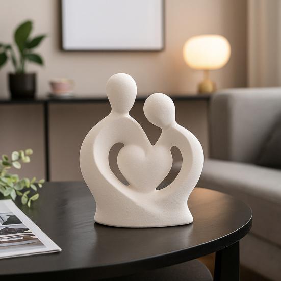 Керамическая статуэтка пары, обнимающаяся пара, романтическая скульптура влюбленных для годовщины свадьбы, Дня святого Валентина, декор полки для ТВ-стенки