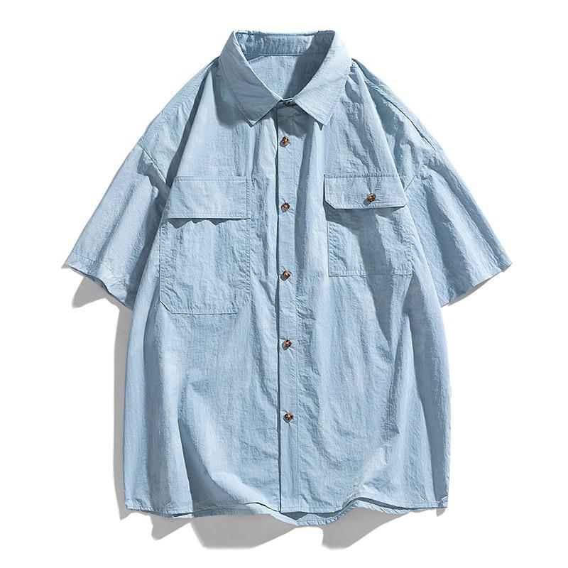Летние повседневные рубашки мужские свободные с коротким рукавом с принтом свободные отложным воротником мужские рубашки