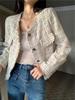 Шикарная короткая куртка в стиле ретро для женщин - Ранняя осень 2023, Свободный приталенный кардиган с длинным рукавом