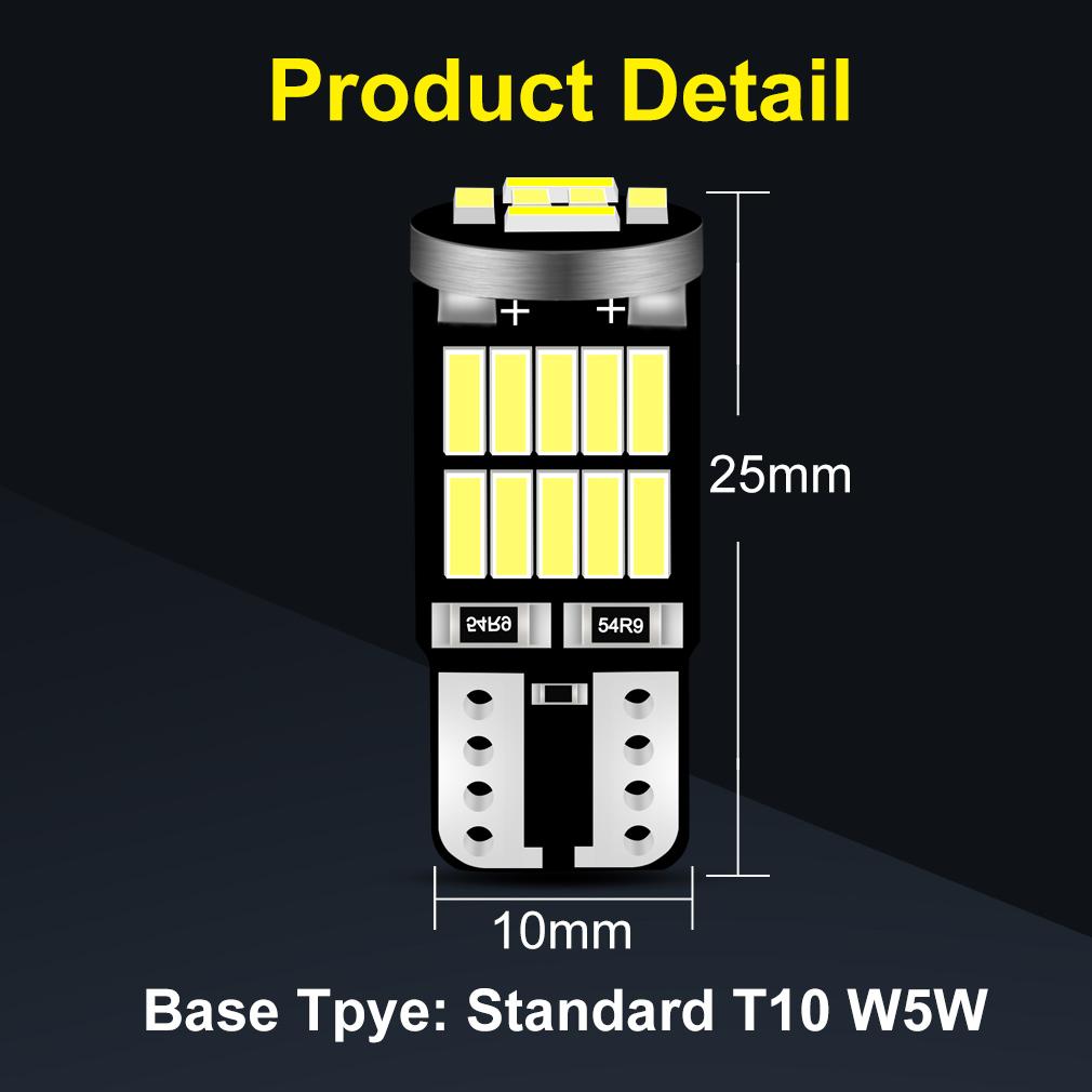 2pcs W5W T10 Led Bulbs Canbus 4014 26SMD 6000K 168 194 Led 5W5 Car Interior Dome Reading License Plate Light Signal Lamp White Yellow Blue