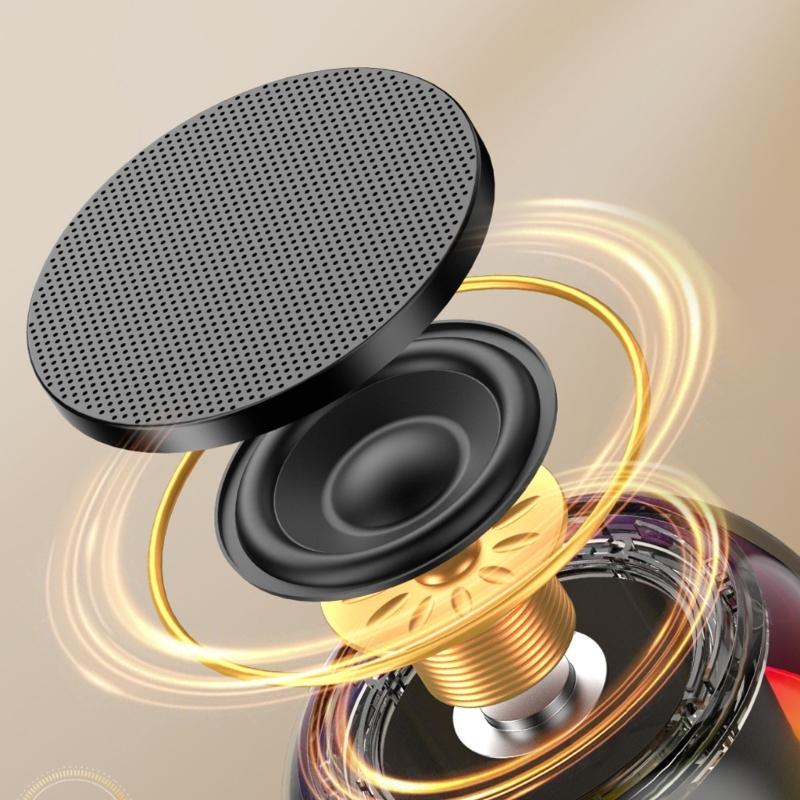 Портативная Bluetooth-совместимая колонка с 360° объемным звуком, глубоким басом, светодиодной подсветкой, аккумулятором 800 мАч, поддержкой USB и TF-карты для вечеринки на открытом воздухе