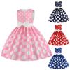 High Waist Polka Dot Dresses Kids Elegant Chic Sleeveless Princess Dress Girls Birthday Party Costume Children Summer 2024