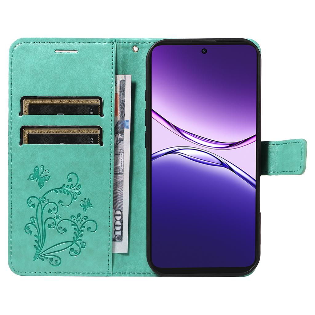 For Oppo A5 Energy 5G (China)/Oppo A5 Pro 4G (Global) Wallet Case Floral Butterfly Imprinted Leather Phone Cover Stand