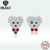 Милые серьги с медведями, оригинальные серьги из стерлингового серебра 925 пробы с платиновым покрытием для женщин и девочек, интересные серьги-гвоздики