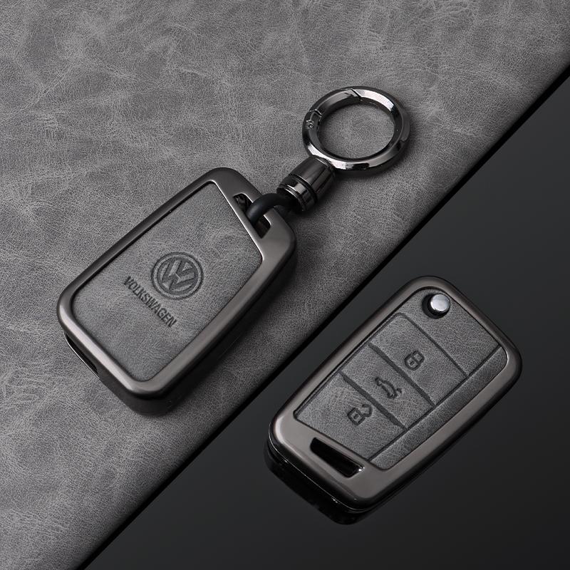 For VOLKSWAGEN VW For VW Volkswagen Golf 7 MK7 Tiguan MK2 T-roc T-cross High Quality Leather Car Key Case Protector Cover Shell