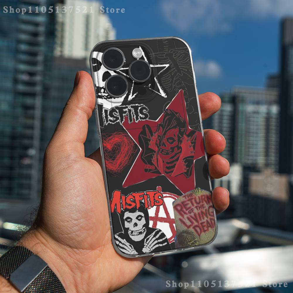 M-Misfits Rock Phone Case For iPhone 17,16,15,14,13,12,11 Pro,Max,Plus,XR,Mini,E Clear Full-coverage Soft Cover