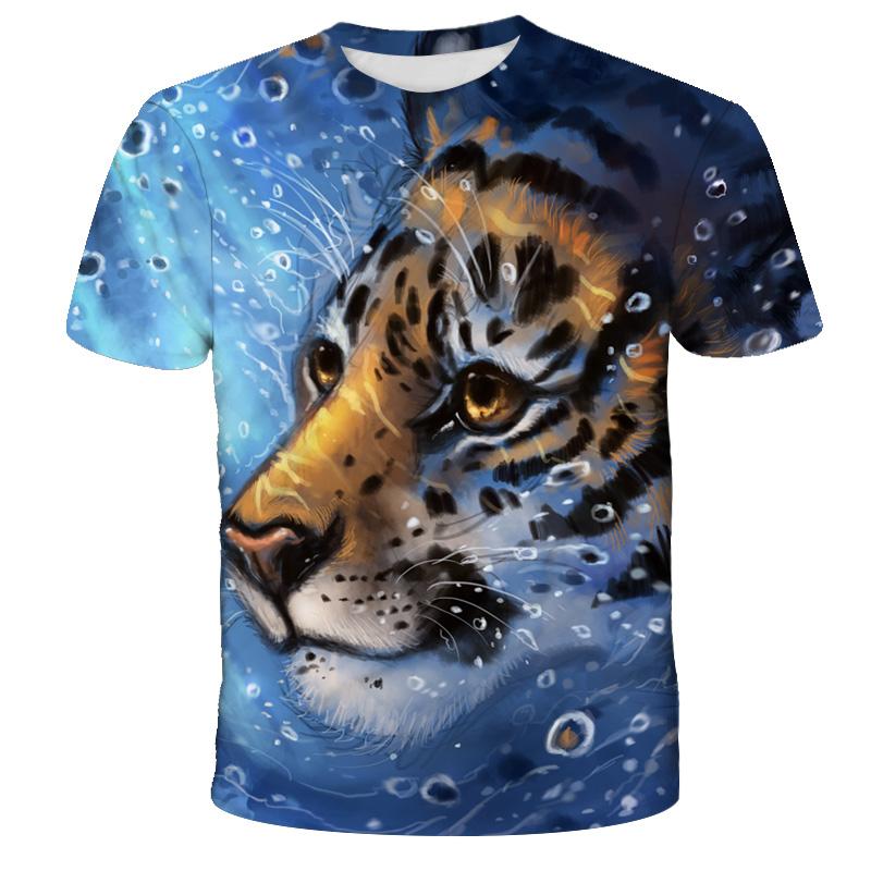 1-14 Years Children Short Sleeve T-Shirts Tiger Lion Animals Tshirt Baby Boys Girls Kids Summer Clothes Casual Oversized Tops