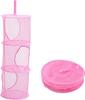 1pcs Hanging Mesh Storage Organizer Foldable Space Saver Bags Toy Storage Basket For Kids Room Bathroom Wardrobe Wall Balcony 3 Compartments