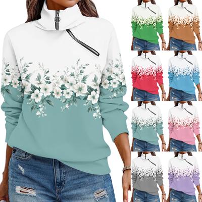 Женская футболка, свободный пуловер, спортивные топы, повседневный топ с V-образным вырезом и длинным рукавом с принтом