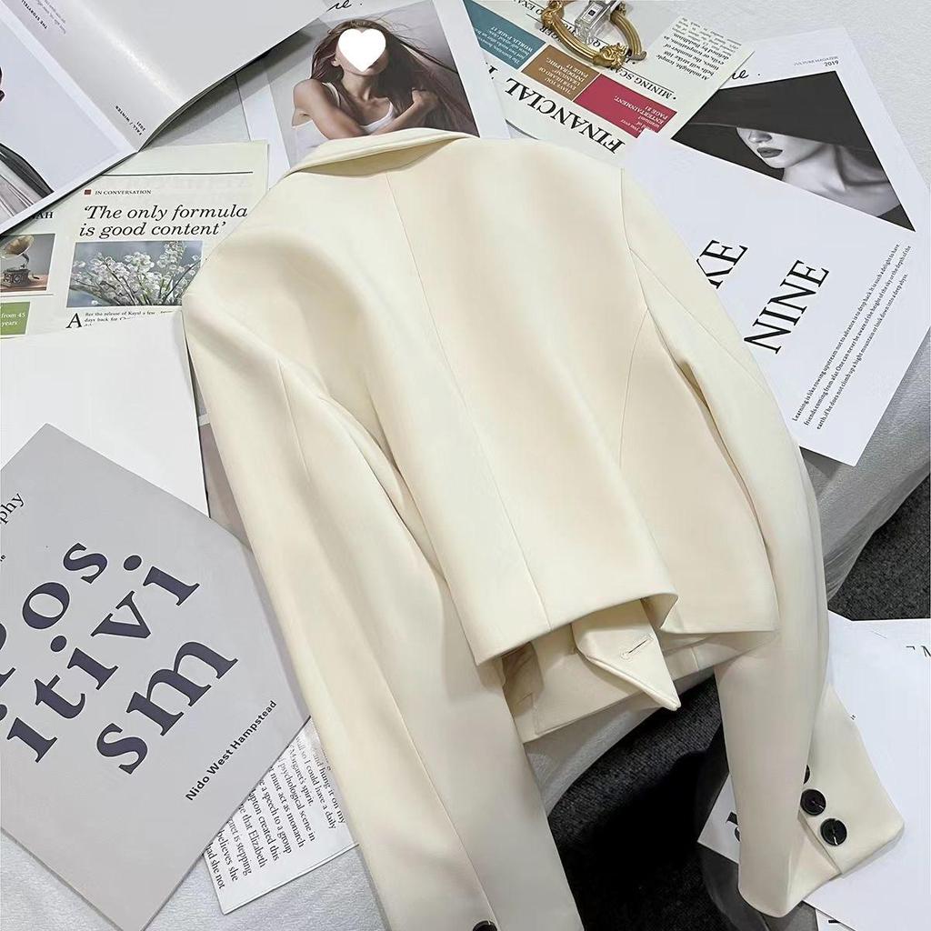 2025 Женский Универсальный Маленький Однотонный Пиджак-Жакет с Длинным Рукавом