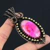 Pretty Pink Dendrite Opal Gemstone Pure Copper Wire Wrapped Handmade Pendant Jewelry