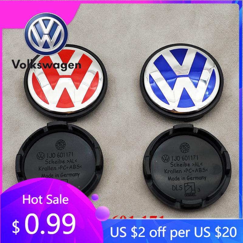 2026 Hot Emblems For VW Volkswagen Jetta MK5 Golf 4pcs 56mm Bule Red Car Wheel Center Caps Rim Hub Caps For VW Volkswagen Golf