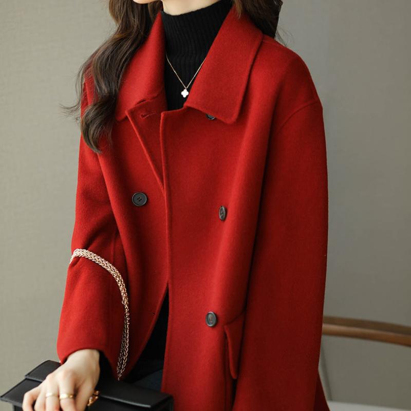 Осенне-зимняя корейская версия шерстяного пальто большого размера в британском стиле, шерстяное пальто в колледже, ветровка средней длины с открытой грудью для женщин