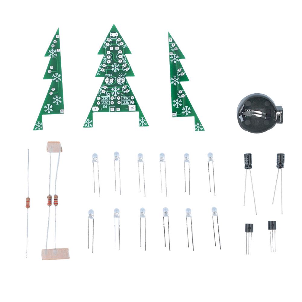 DIY Flashing LED Christmas Tree Kit Soldering Practice Electronic Science Assemble Kit with PCB & LED Lights