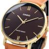 Casio Мужские кварцевые часы Золотые   Коричневый кожаный ремешок Mtp Vt01gl 5b