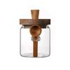 With Wooden Lid Coffee Bean Storage Jar With Wood Spoon Clear Spice Storage Tank  Seasoning