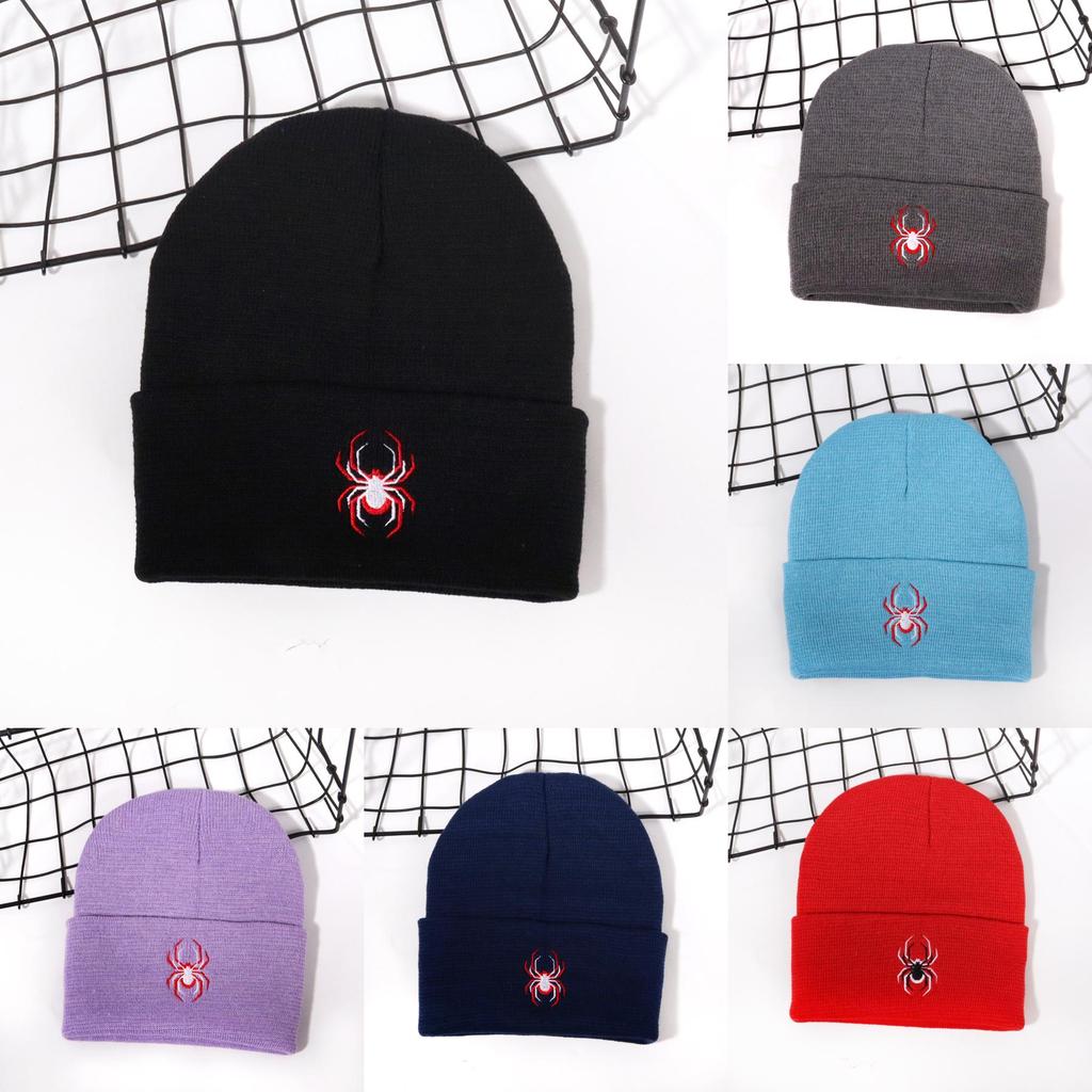 Street Style Spider Pattern Knitted Cap With No Brim For Winter Casual Wear