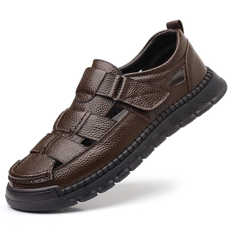 Fashion Beach Vacation Soft Sole Men Sandal New Summer Men Comfort Sandals Hollow Out Breathable Flats Leather Casual for Walking Shoes