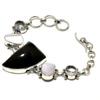 Black Onyx White Topaz Gemstone 925 Silver Plated Jewelry Bracelet 6-8"