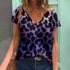 Summer Leopard 3D Print T-shirt Women Casual Fashion Streetwear Short Sleeve V-Neck T Shirt Harajuku Tees Tops Oversize Clothing