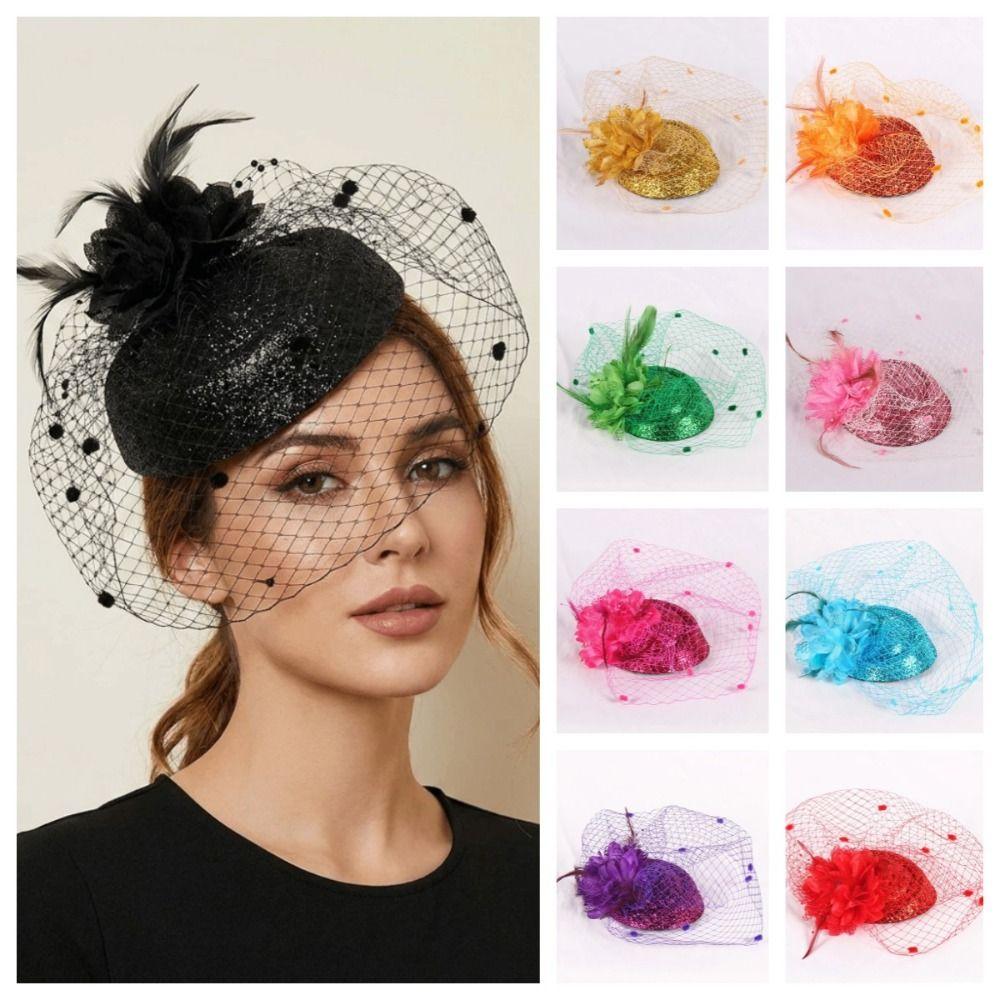 Solid Color Bridal Headdress Wave Point Hair Clip Hat Exquisite Small Top Hat Tiaras