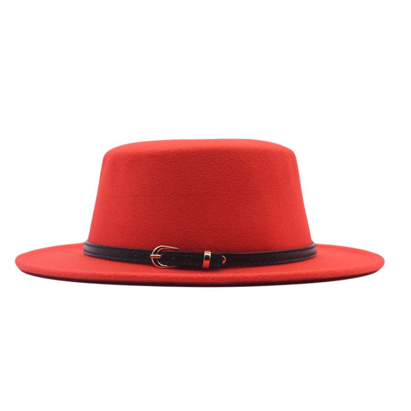 Autumn and winter new British men's top hat, flat-top woolen hat, European and American jazz hat, big-brimmed women's hat
