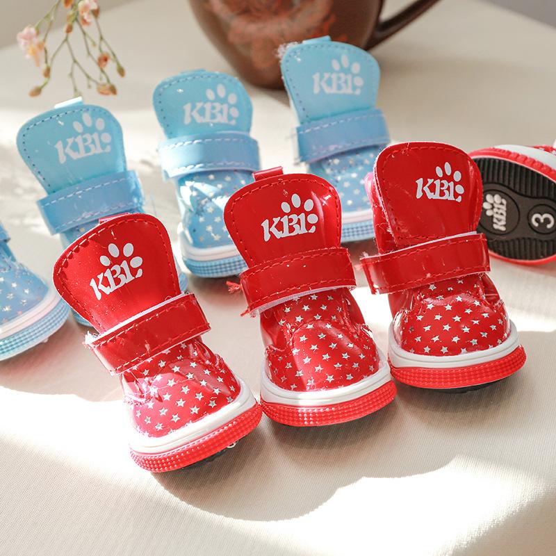 Обувь для домашних животных, собака, кошка, осенне-зимняя теплая обувь с плюшевым мишкой, милые ботинки для щенков, яркая обувь с пятиконечной звездой и горячим тиснением
