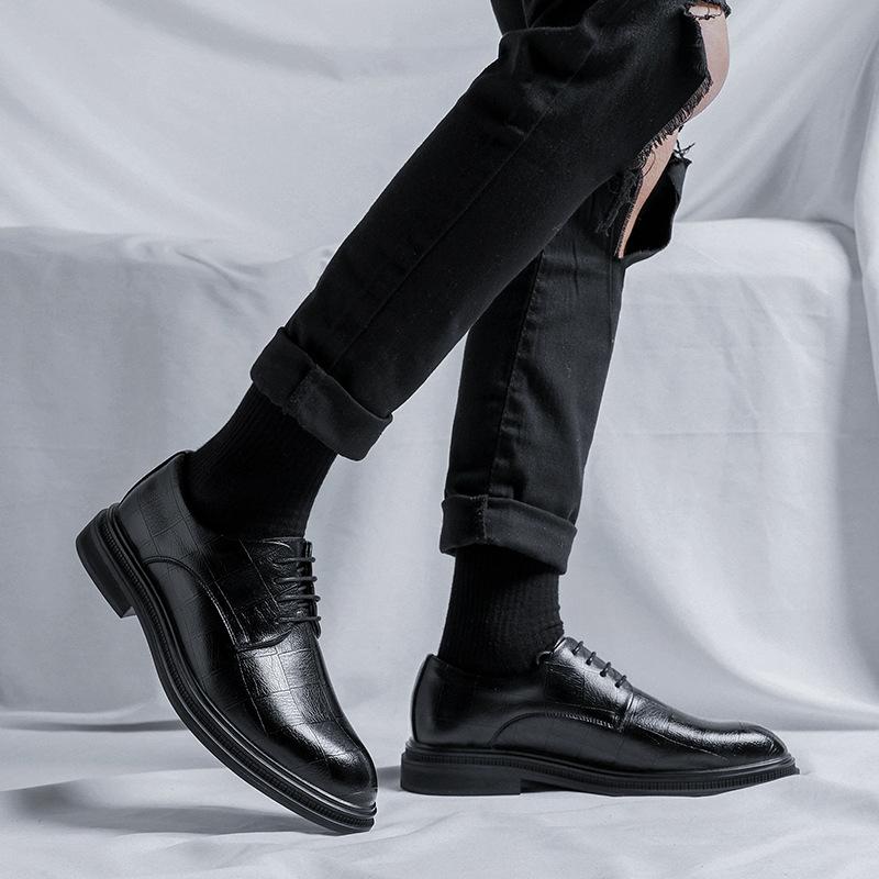 Повседневная обувь корейской версии, модные британские мужские кожаные костюмные туфли для свадьбы, деловые туфли из кожи 19931-R