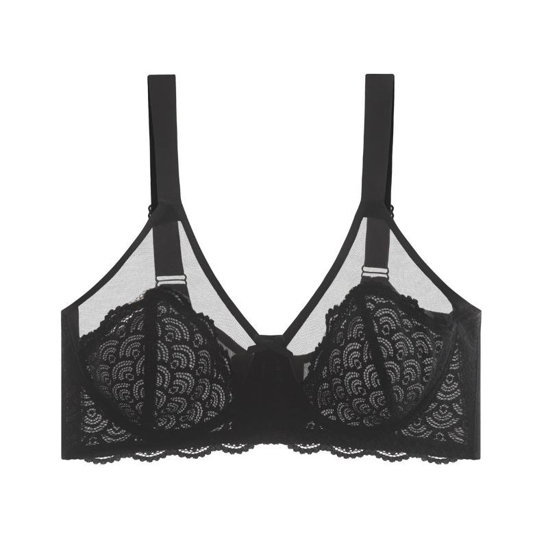 Женское нижнее белье больших размеров, ультратонкое, дышащее, сексуальное кружевное, на косточках с эффектом памяти, без хлопка, регулируемое