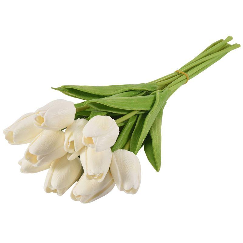 ABUL-20Pcs White 13.8Inch Artificial Tulips Flowers For Party Decoration,Wedding Home Decoration