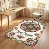 Floral Mandala Theme Soft Crystal Velvet Rug Custom Name & Text Print Non Slip Floor Rug for Bedroom Living Room