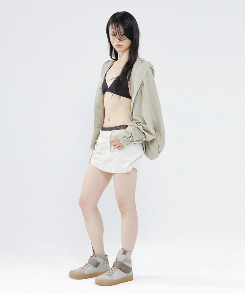 Wet Tag Asymmetric Layered Skort Beige